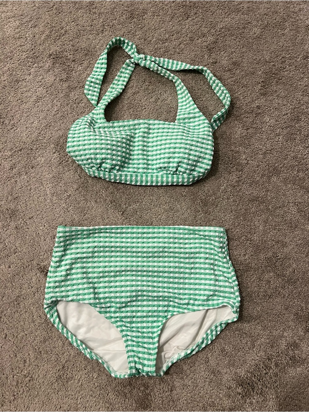 Lands End gingham high waisted bikini